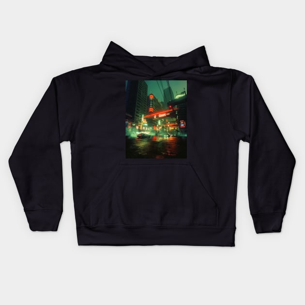 Cyberpunk street Kids Hoodie by skiegraphicstudio